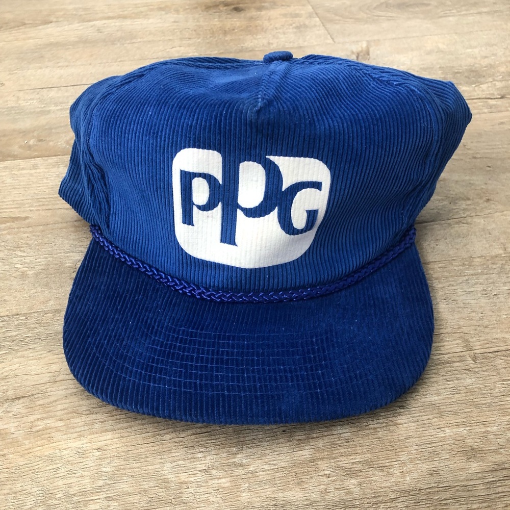 Vintage K Products PPG Paints Blue Corduroy Trucker Adjustable Hat Cap